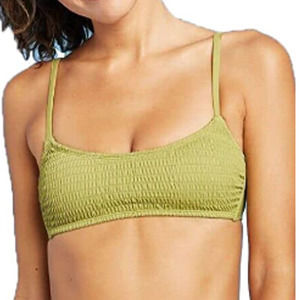 Xhilaration Women's Strappy Smocked Neck Bralette Bikini Top Green Size XS NWT